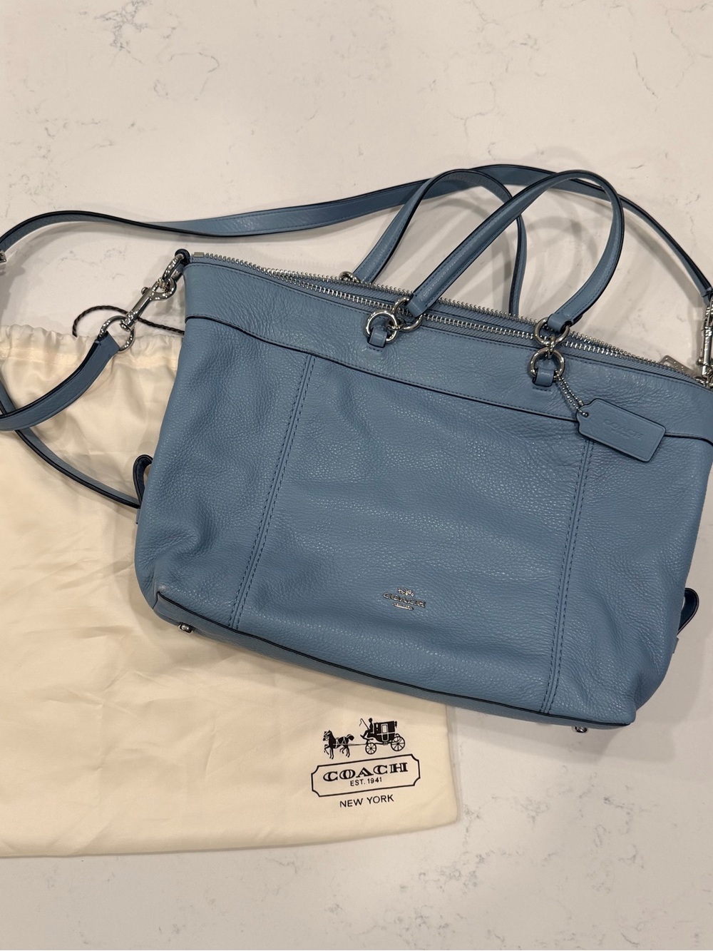 Coach Lenox Leather Crossbody Bag in Light Blue